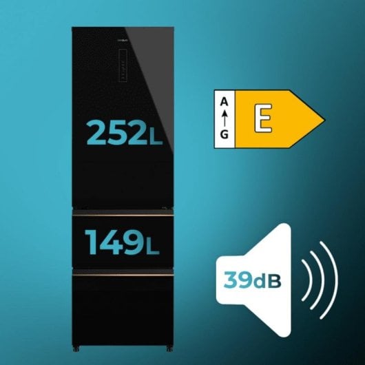 Frigorífico Americano Cecotec 02084 Total No Frost 191cm 401L E Negro Display LED