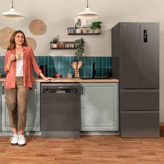 Frigorífico Americano Cecotec Bolero CoolMarket Combi F2D 400 Total No frost 191cm 400L E Gris Cristal