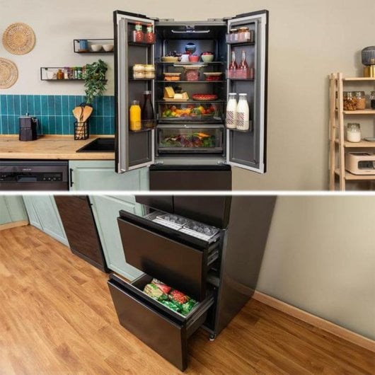 Frigorífico Cuatro Puertas Cecotec Bolero CoolMarket Combi F2D 400 Total No Frost 191cm 400L A Negro Display Inverter