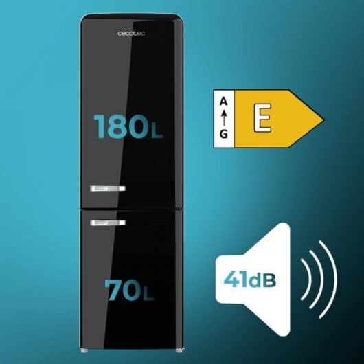 Frigorífico Combi Cecotec 02095 Total No Frost 186,5cm 250L E Negro Display LED