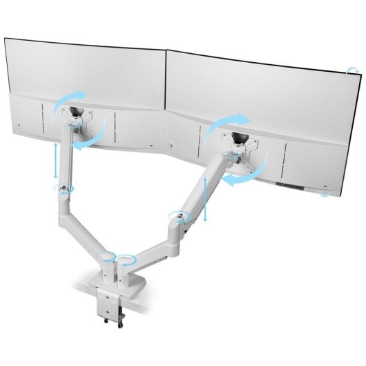 Mars Gaming Marm-pro2 Doppelarm-Monitorhalterung für 13"-27" VESA Max 10kg Weiß