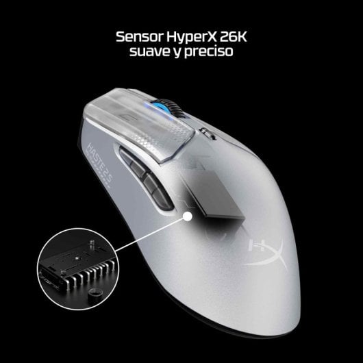 Mouse HyperX Pulsefire Haste 2 S Wireless Bluetooth 26000DPI Silver RGB 6 Pulsanti