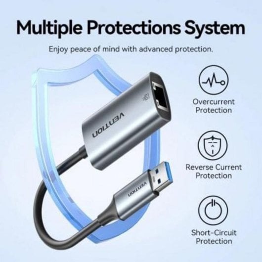 Adaptador Vention CFQHB USB-C USB-A a Gigabit Ethernet 1000Mbps Gris