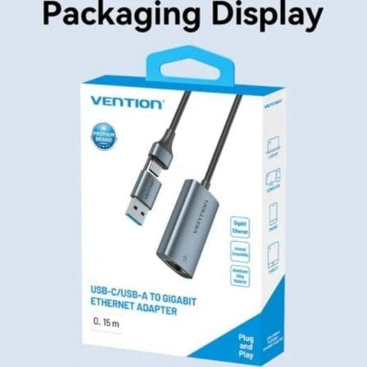 Adaptador Vention CFQHB USB-C USB-A a Gigabit Ethernet 1000Mbps Gris