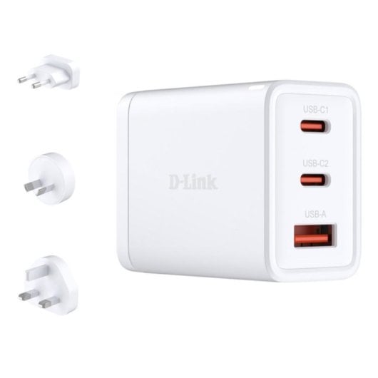 Cargador D-LINK DCP-651 GaN 65W 2xUSB-C 1xUSB-A carga rápida universal
