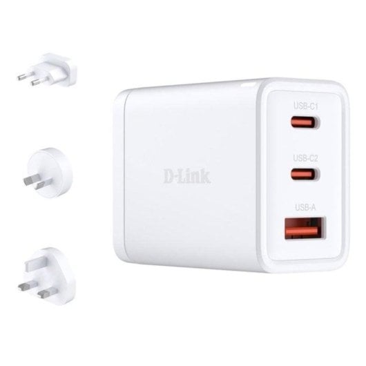 Steckdosenleiste D-LINK DCP-651 3 Steckplätze 2 USB-C 1 USB-A GaN Schnellladeadapter mit Schutz weltweit