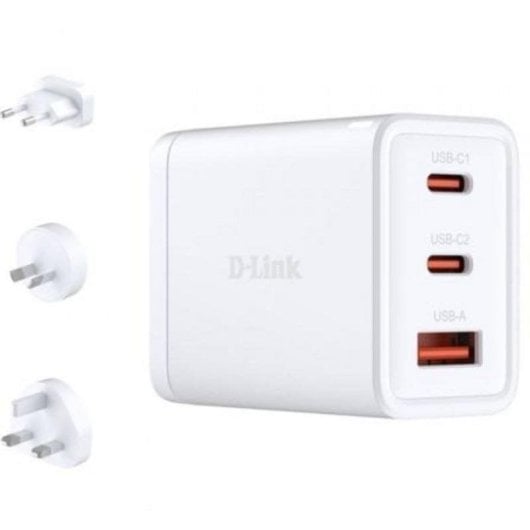 Steckdosenleiste D-LINK DCP-651 3 Steckplätze 2 USB-C 1 USB-A GaN Schnellladeadapter mit Schutz weltweit
