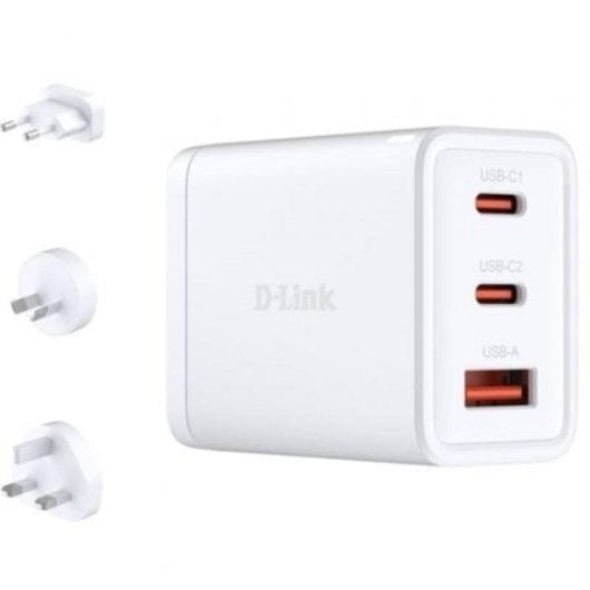Cargador D-LINK DCP-651 GaN 65W 2xUSB-C 1xUSB-A carga rápida universal