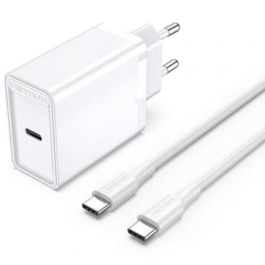 Cargador de Pared Vention FAHWF-EU USB-C 25W Carga Rápida con 2 Cables