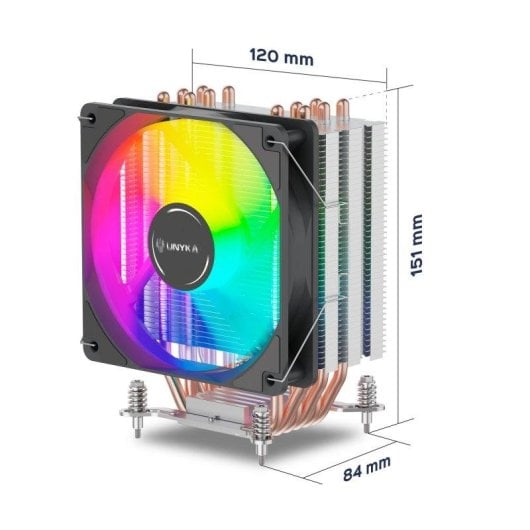 Refrigeração a Ar UNYKAch Socket LGA1851/AM5 120mm UNYCOOL H60 ARGB Iluminação Personalizável