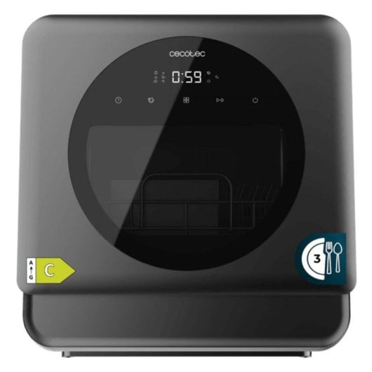 Lavavajillas Cecotec Bolero Aguazero 1150 Dark 3 Couverts Classe C avec fenêtre et Touch Control