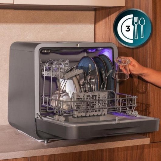 Lavavajillas Cecotec Bolero Aguazero 1150 Dark 3 Couverts Classe C avec fenêtre et Touch Control