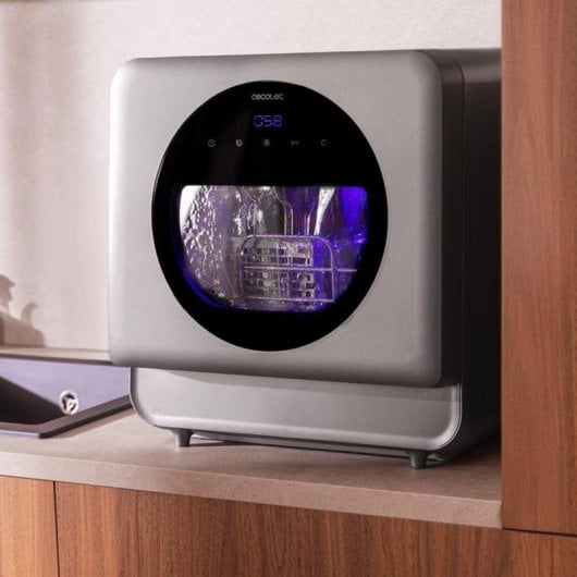 Lavavajillas Cecotec Bolero Aguazero 1150 Dark 3 Couverts Classe C avec fenêtre et Touch Control