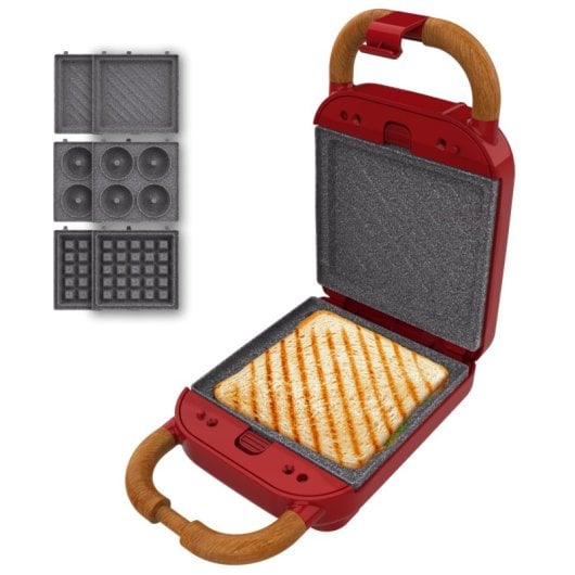 Sandwichera Cecotec Rock'nToast Retro One Red 700 W 3 Placas Intercambiables
