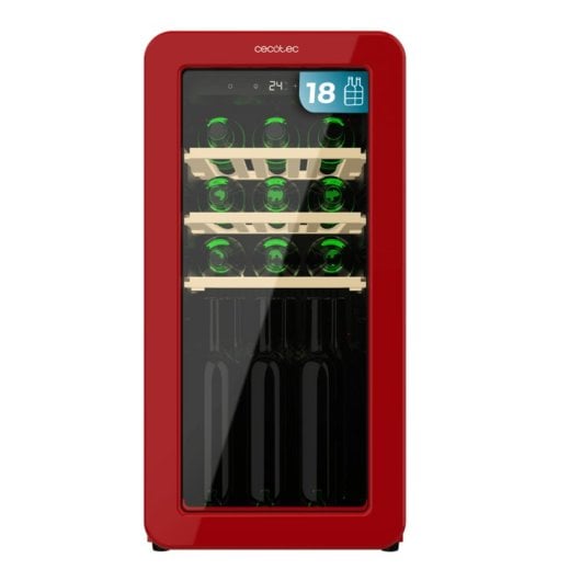 Weinkühlschrank Cecotec Bolero GrandSommelier Origin 18 Hit Red Retro 18 Flaschen LED Holz