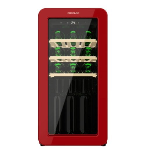 Weinkühlschrank Cecotec Bolero GrandSommelier Origin 18 Hit Red Retro 18 Flaschen LED Holz