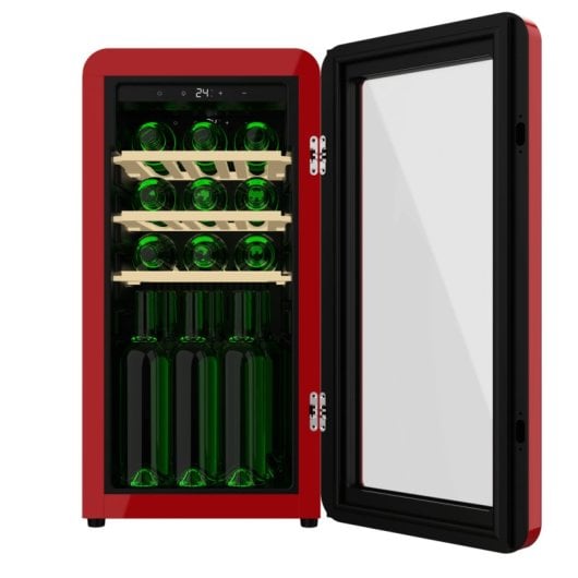Weinkühlschrank Cecotec Bolero GrandSommelier Origin 18 Hit Red Retro 18 Flaschen LED Holz