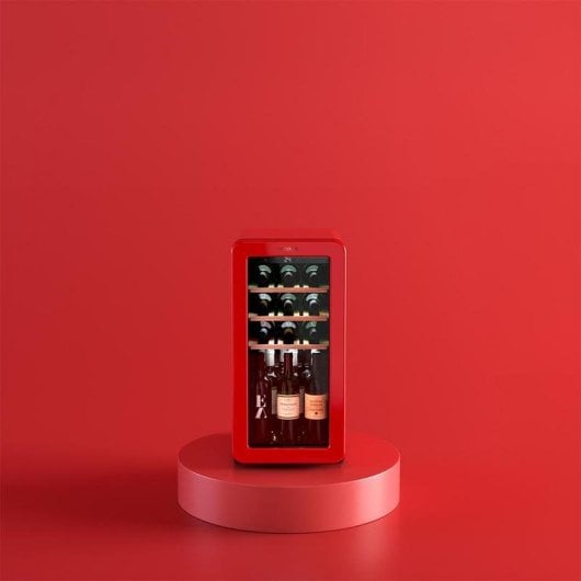 Weinkühlschrank Cecotec Bolero GrandSommelier Origin 18 Hit Red Retro 18 Flaschen LED Holz