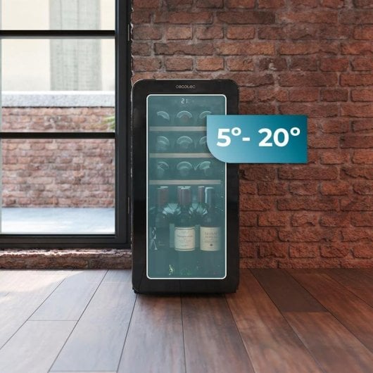 Weinkühlschrank Cecotec Bolero GrandSommelier Origin 18 Hit Red Retro 18 Flaschen LED Holz