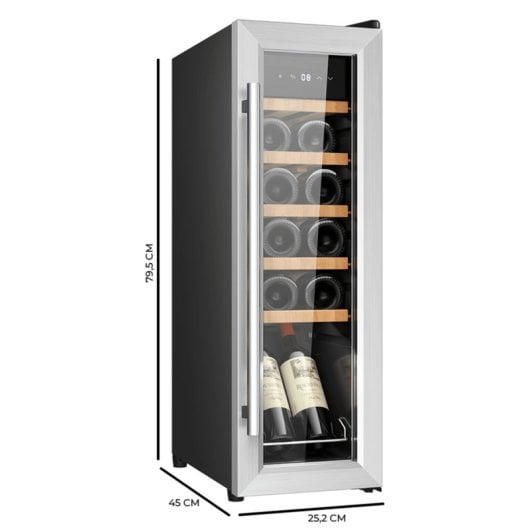 Vinoteca Cecotec Bolero GrandSommelier 1250 CoolWood 12 botellas Touch LED Clase G