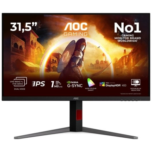 Monitor AOC U32G4U 31.5" UltraHD 4K 160Hz Fast IPS 0.5ms HDR400 USB Hub Ergonomía