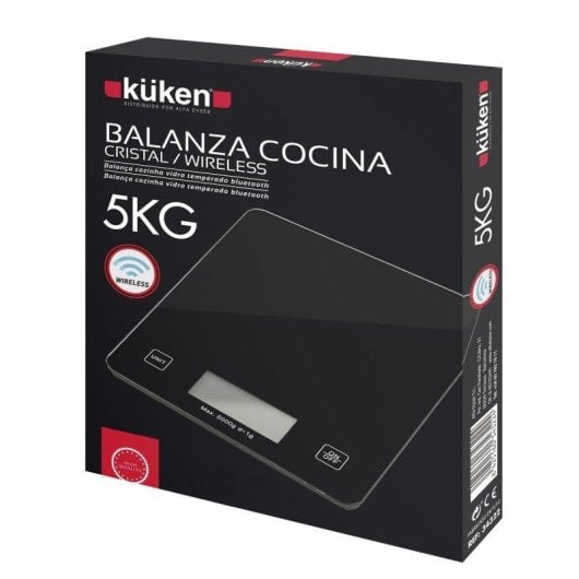 Bilancia da cucina digitale Kuken Bluetooth 5kg vetro nero funzioni smart e APP