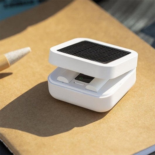 Auricolari Dam Electronics wireless Bluetooth 5.0 con ricarica solare, controllo touch e display LCD, bianchi