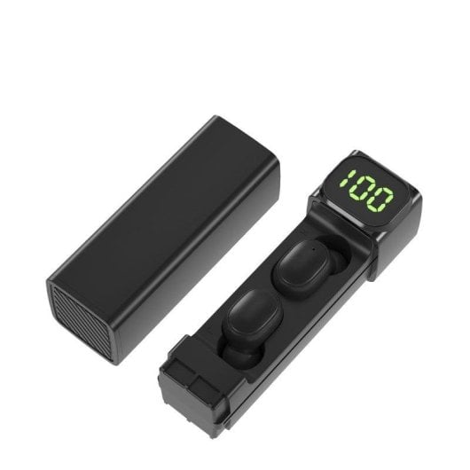 Auricolari Dam Electronics BQC-01 wireless Bluetooth 5.0 stereo TWS con microfono, base ricarica LED, neri