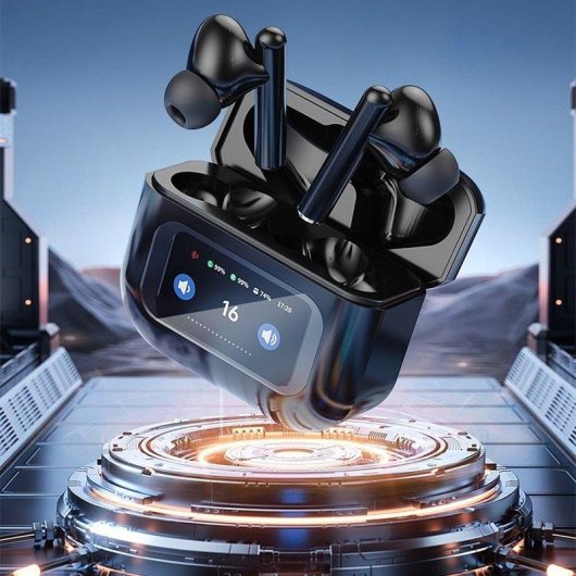 Auricolari Dam Electronics KW-07 wireless Bluetooth 5.4 con Cancellazione Attiva del Rumore, LED, autonomia 6h, neri