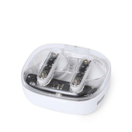 Auricolari Dam Electronics TWS wireless Bluetooth 5.3 con base di ricarica 200 mAh trasparenti