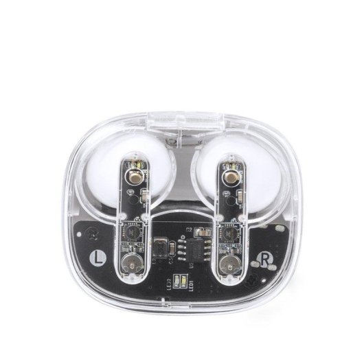 Auricolari Dam Electronics TWS wireless Bluetooth 5.3 con base di ricarica 200 mAh trasparenti