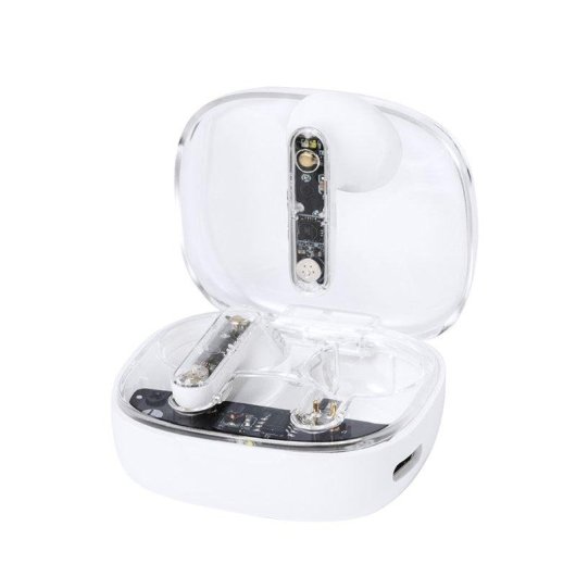 Auricolari Dam Electronics TWS wireless Bluetooth 5.3 con base di ricarica 200 mAh trasparenti