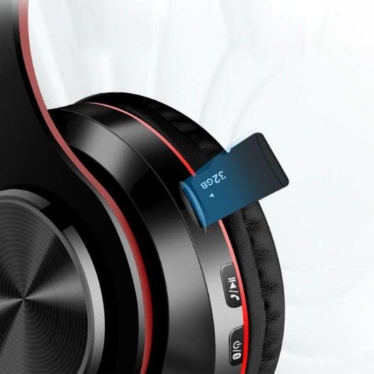 Cuffie Dam Electronics B39uv Wireless Bluetooth 5.0 con LED RGB, Microfono, Lettore Micro SD, Nero