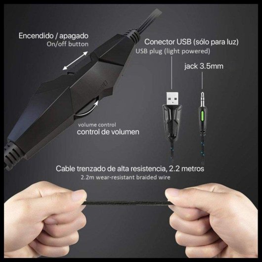 Cuffie Dam Electronics ONIKUMA K19 cablate Jack 3,5 mm Gaming LED Nero