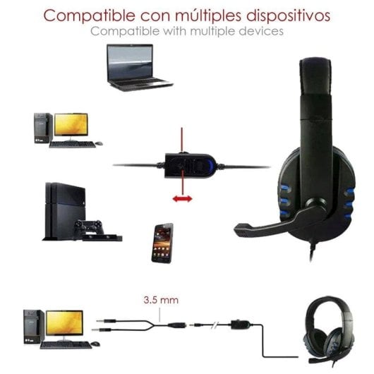 Auricolari Dam Electronics PS488 con cavo Jack 3.5mm per Gaming e Microfono, Nero