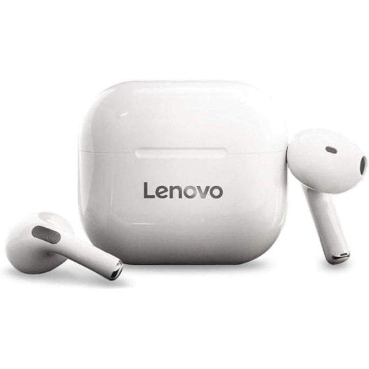 Auriculares Lenovo LP40 inalámbricos Bluetooth control táctil deportivos blancos