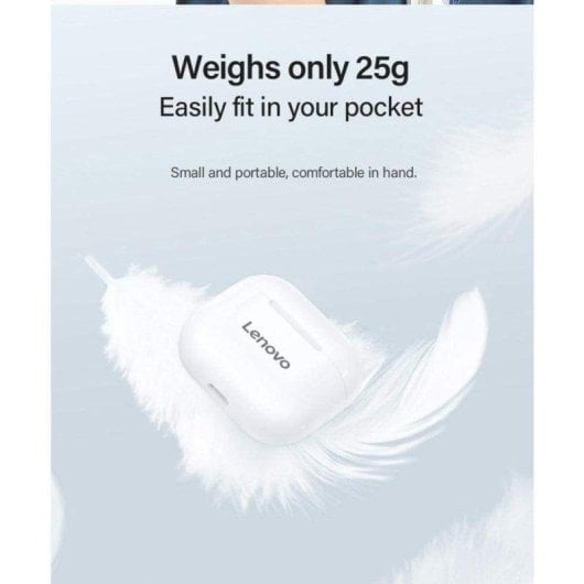 Auriculares Lenovo LP40 inalámbricos Bluetooth control táctil deportivos blancos
