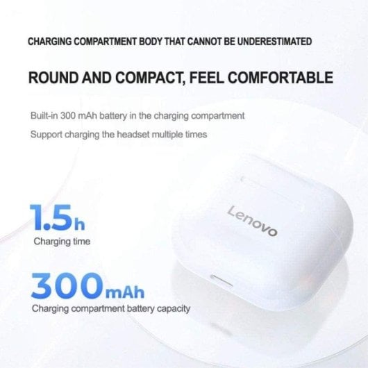 Auriculares Lenovo LP40 inalámbricos Bluetooth control táctil deportivos blancos