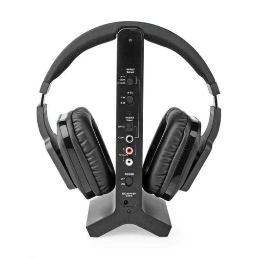 Auricolari Nedis HPRF321BK wireless RF per TV con base di ricarica neri