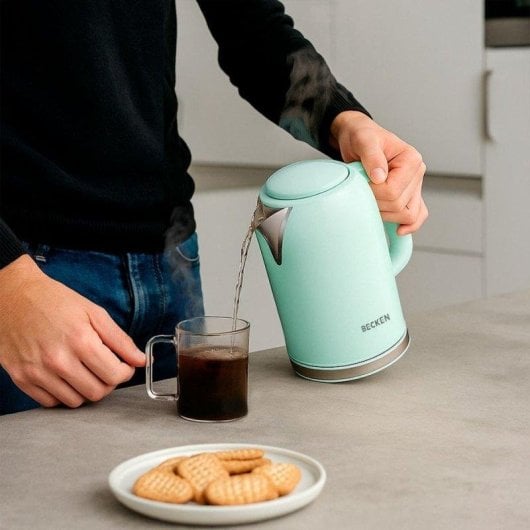Hervidor Becken BWK8769 Verde 1,7L 2200W con base rotativa y filtro antical