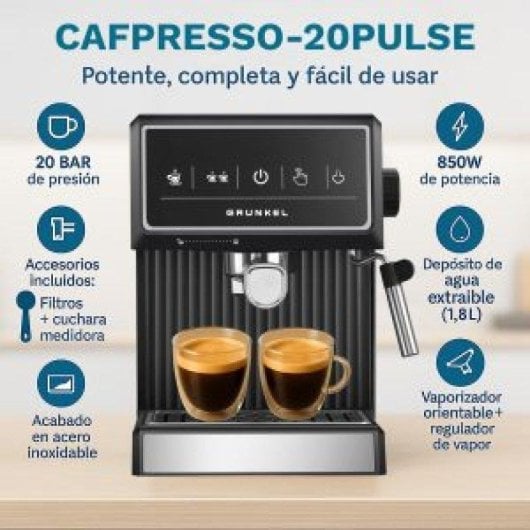 Kaffeevollautomat Espresso Grunkel Cafpresso-20pulse 1,8L 20 bar Touchscreen Edelstahl