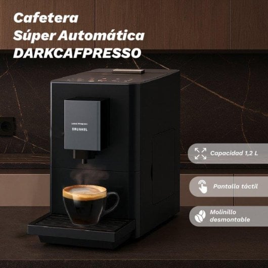 Cafetera Automática Grunkel Darkcafpress 1,2L 20 bares con molinillo regulable