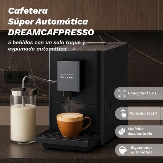 Cafetera Automática Grunkel Dreamcafpress 1,2L 20 bares espumador automático