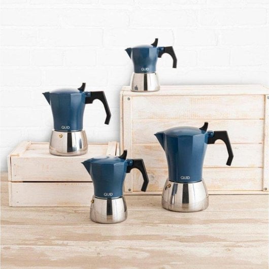Cafetera Italiana Quid Baltic 12 tazas aluminio-acero blanca con mango ergonómico