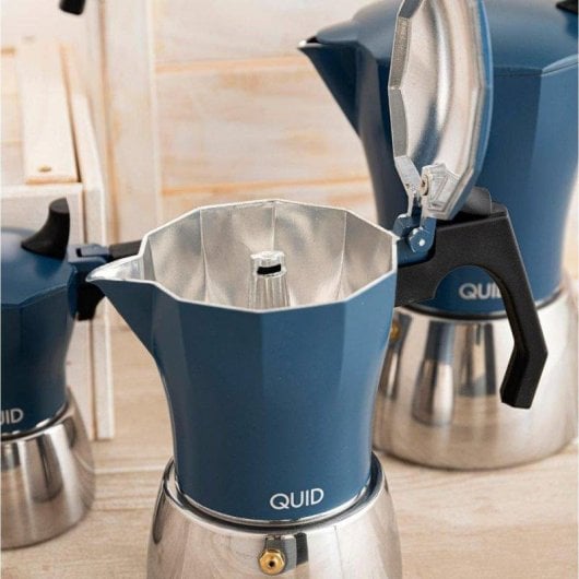 Cafetera Italiana Quid Baltic 9 tazas aluminio-acero azul apta inducción