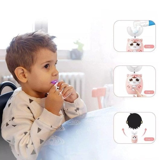 Cepillo de dientes eléctrico Dam Electronics Dino Kids U suave silicona IPX7 USB