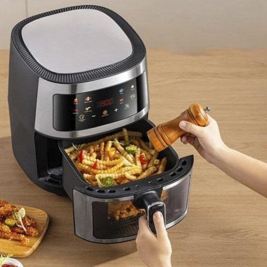 Fritadeira de Ar Dam Electronics 8L 1400W painel tátil e janela iluminada