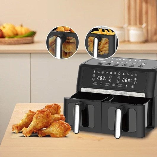 Friggitrice ad aria Dam Electronics 11L 3000W doppio cestello display touch finestra