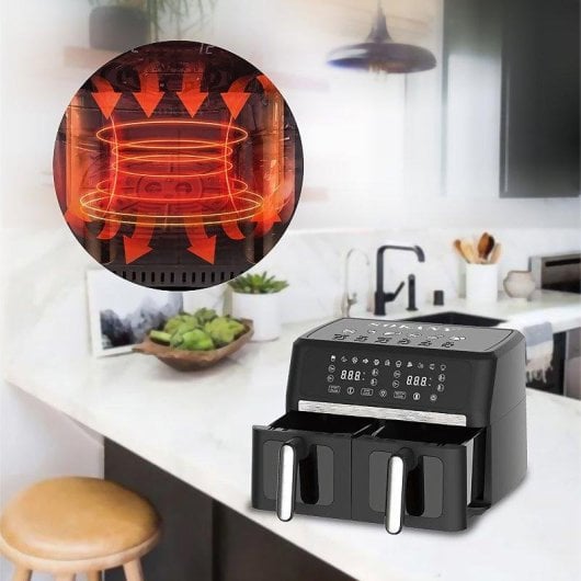 Friggitrice ad aria Dam Electronics 11L 3000W doppio cestello display touch finestra