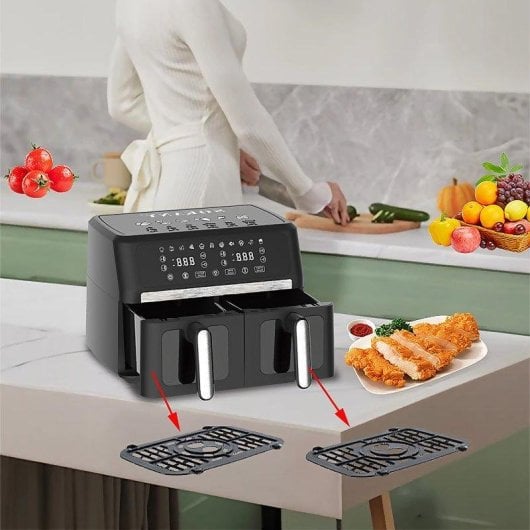 Friggitrice ad aria Dam Electronics 11L 3000W doppio cestello display touch finestra